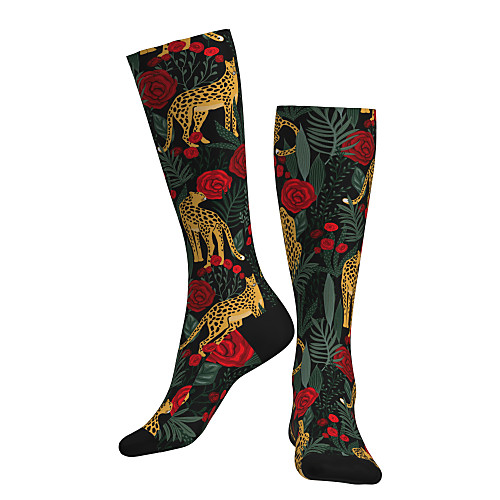 

Compression Socks Long Socks Over the Calf Socks Athletic Sports Socks Cycling Socks Women's Men's Bike / Cycling Breathable Soft Comfortable 1 Pair Floral Botanical Animal Cotton Black S M L