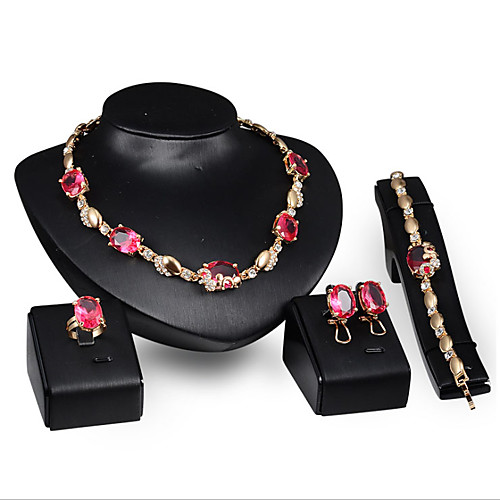 

Women's Fuchsia Synthetic Diamond Bridal Jewelry Sets Lucky Simple Basic Elegant Earrings Jewelry Gold For Wedding Engagement 1 set