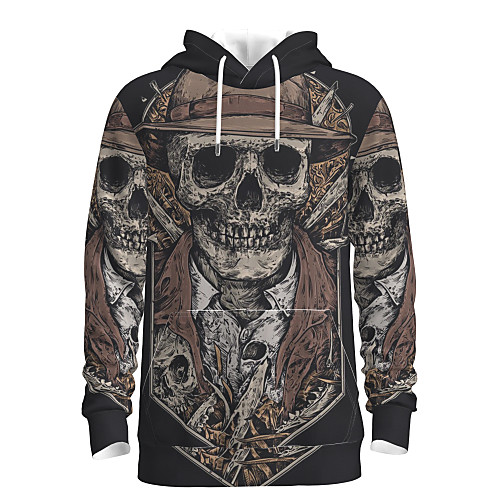 

Men's Halloween Pullover Hoodie Sweatshirt Graphic Skull Hooded Casual Halloween Hoodies Sweatshirts Long Sleeve Black