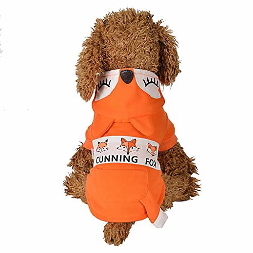 

pet apparel for small/medium/large dogs,puppy costumes, dog outerwear apparel, dog winter clothing, pet autumn winter warm jacket, dog cat coat with fox pattern, dog cold weather clothing (xl, orange)