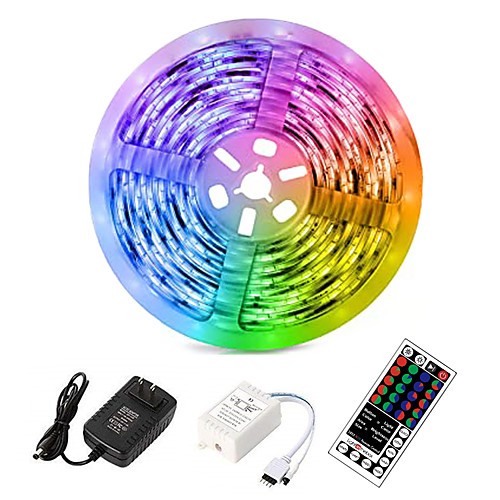 

5m Flexible LED Strip Lights Light Sets RGB Tiktok Lights 2835 SMD 8mm RGB Remote Control RC Cuttable Dimmable 100-240 V Linkable Self-adhesive Color-Changing IP44
