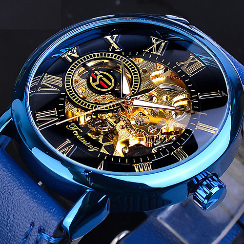 

FORSINING Men's Mechanical Watch Analog Automatic self-winding Vintage Style Casual Hollow Engraving / Two Years / Leather