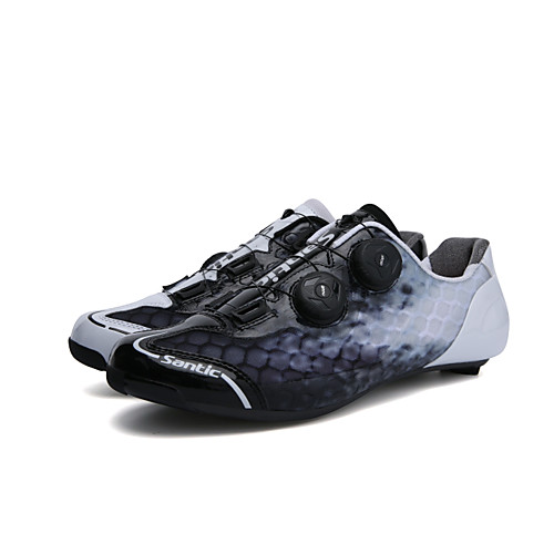 

SANTIC Adults' Bike Shoes Road Bike Shoes Carbon Fiber Breathable Anti-Slip Ventilation Road Cycling Cycling / Bike Black / White Men's Cycling Shoes / Breathable Mesh