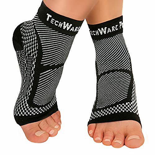 

ankle brace compression sleeve - relieves achilles tendonitis, joint pain. plantar fasciitis foot sock with arch support reduces swelling & heel spur pain. (black, xxl)