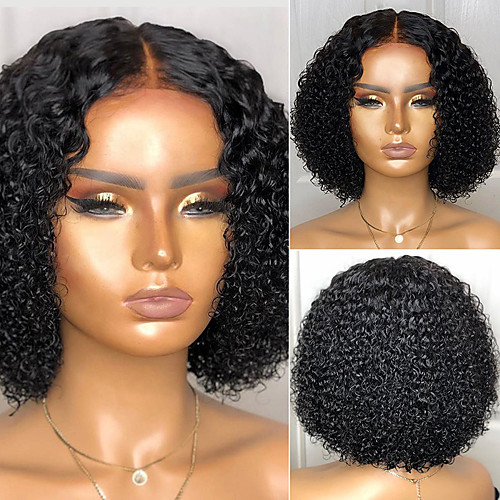 

Synthetic Wig Afro Curly Jerry Curl Middle Part Wig Long Medium Length Black Synthetic Hair 65 inch Women's Elastic Party Middle Part Black Brown