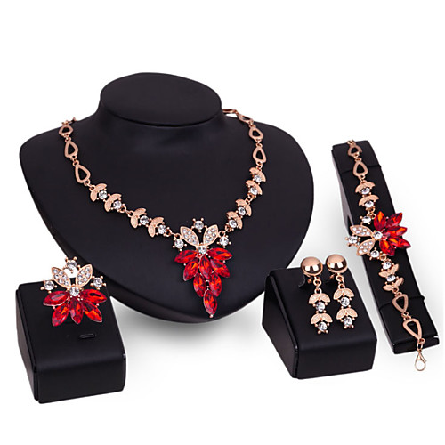 

Women's Red White Synthetic Diamond Bridal Jewelry Sets Simple Basic Elegant Earrings Jewelry bright red / White For Wedding Engagement 1 set