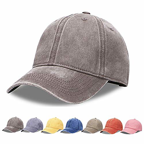 

unisex adjustable top hats for women mens baseball caps solid baseball hats cotton dad hats (brown)