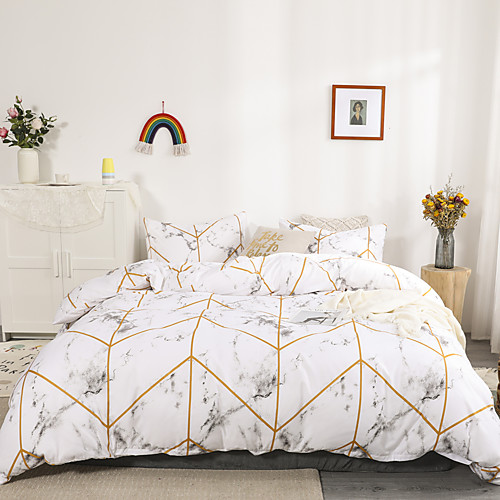 

Geometric lines Print 3-Piece Duvet Cover Set Hotel Bedding Sets Comforter Cover with Soft Lightweight Microfiber(Include 1 Duvet Cover and 1or 2 Pillowcases)