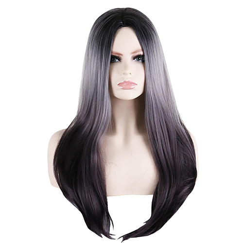 

Synthetic Wig Straight Natural Straight Middle Part Wig Long Natural Black Synthetic Hair 26 inch Women's Fashionable Design Exquisite Romantic Burgundy