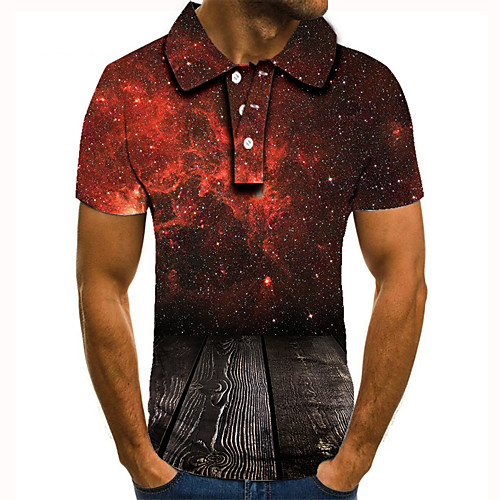 

Men's Polo 3D Print Graphic Print Short Sleeve Daily Tops Basic Black / Red