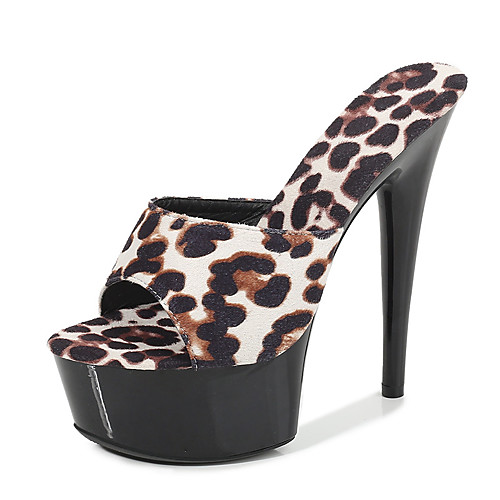 

Women's Sandals Stiletto Heel Open Toe Sexy Daily Party & Evening Walking Shoes PU Leopard White Red Brown