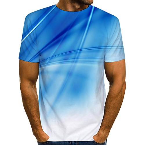 

Men's T shirt 3D Print Graphic Print Short Sleeve Daily Tops Streetwear Blue Purple Green