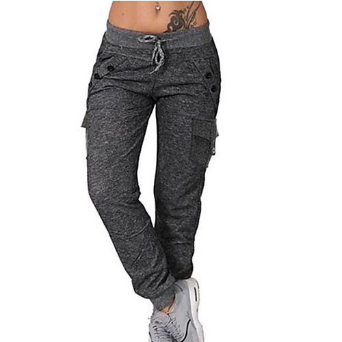 

Women's Basic Jogger Pants Solid Colored Light gray Dark Gray