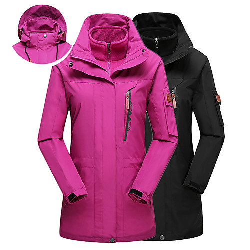 

Women's Hoodie Jacket Hiking Jacket Hiking 3-in-1 Jackets Solid Color Winter Outdoor Thermal Warm Windproof UV Resistant Breathable 3-in-1 Jacket Top Black Fuchsia Pink Sky Blue Royal Blue Camping