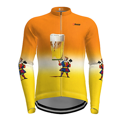 

21Grams Men's Long Sleeve Cycling Jersey Winter Orange Cartoon Bike Jersey Top Mountain Bike MTB Road Bike Cycling Quick Dry Sports Clothing Apparel / Micro-elastic / Athleisure