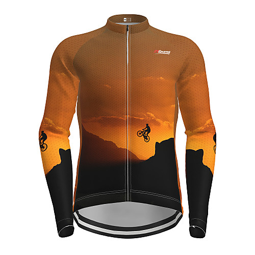 

21Grams Men's Long Sleeve Cycling Jersey Winter Orange Novelty Bike Jersey Top Mountain Bike MTB Road Bike Cycling Quick Dry Sports Clothing Apparel / Micro-elastic / Athleisure
