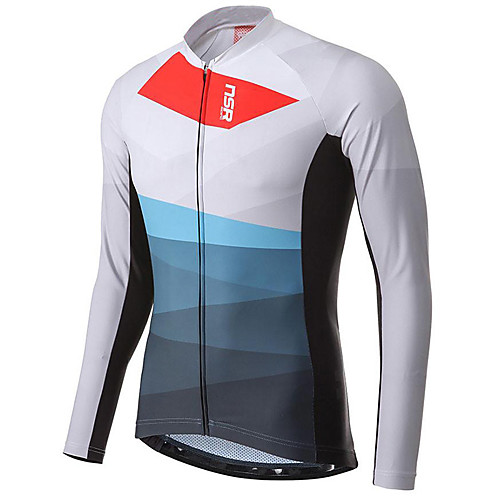 

21Grams Men's Long Sleeve Cycling Jacket White Black Novelty Bike Jersey Top Mountain Bike MTB Road Bike Cycling UV Resistant Breathable Quick Dry Sports Clothing Apparel / Stretchy