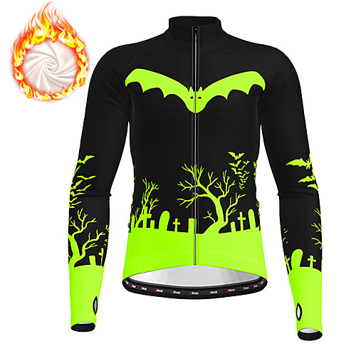 

21Grams Men's Long Sleeve Cycling Jersey Winter Fleece Orange Green BlackWhite Novelty Funny Bike Jacket Jersey Top Mountain Bike MTB Road Bike Cycling Thermal Warm Fleece Lining Breathable Sports