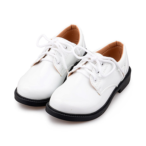 

Boys' Girls' Flats First Walkers Flower Girl Shoes Children's Day Patent Leather PU Lace up Little Kids(4-7ys) Big Kids(7years ) Daily Party & Evening Walking Shoes Split Joint White Black Spring