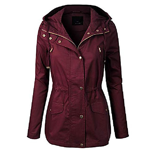 

women's lightweight front zipper solid utility anorak hoodie vest/jacket burgundy xl