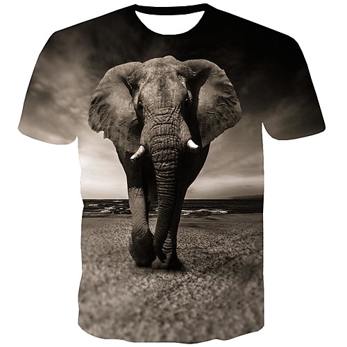 

Men's T shirt 3D Print Graphic Animal Print Short Sleeve Daily Tops Streetwear Dark Gray