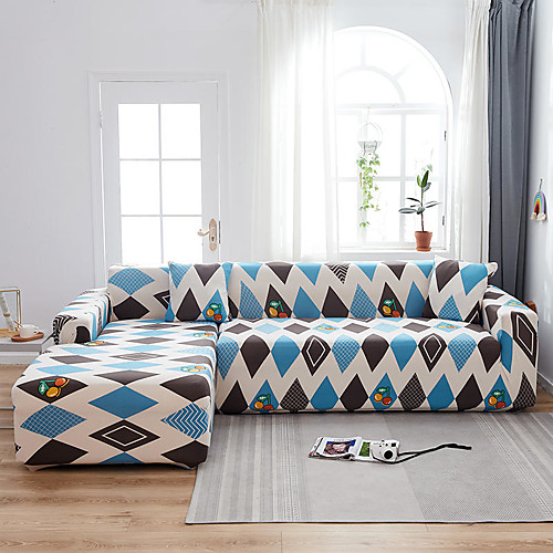 

Stretch Slipcover Sofa Cover Couch Cover Geometric Printed Sofa Cover Stretch Couch Cover Sofa Slipcovers for 1~4 Cushion Couch with One Free Pillow Case