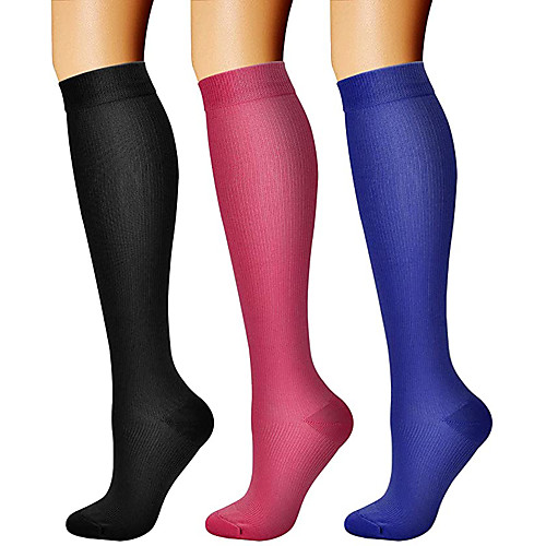 

Compression Socks Athletic Sports Socks 3 Pairs Long Women's Men's Tube Socks Breathable Sweat wicking Comfortable Gym Workout Running Skateboarding Cycling Sports Solid Colored Nylon White Black