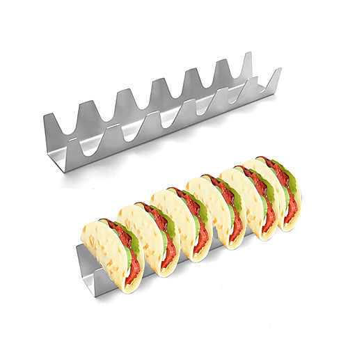 

Stainless Steel Taco Holder Stand Pack and Tray 1 Pc Oven Safe for Baking Dishwasher and Grill Safe