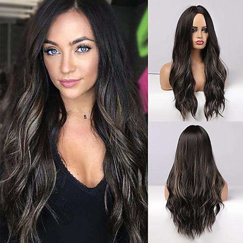 

Cosplay Costume Wig Synthetic Wig Curly Body Wave Middle Part Side Part Wig Very Long Dark Brown Synthetic Hair 28 inch Women's Cosplay Adjustable Fashion Dark Brown BLONDE UNICORN