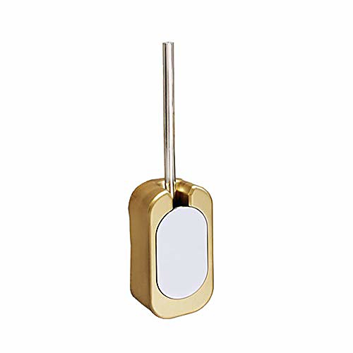 

compact wall-mounted toilet brush holder bathroom brush with plating stainless steel handle for bathroom storage and organization, covered brush, gold