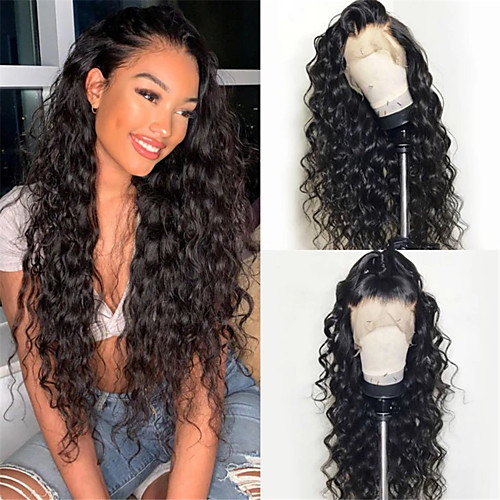 

Synthetic Wig Water Wave Middle Part Wig Long Very Long Black Synthetic Hair 65 inch Women's Party Middle Part Fluffy Black
