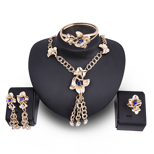 

Women's Clear Blue Synthetic Diamond Bridal Jewelry Sets Simple Basic Elegant Earrings Jewelry Gold For Wedding Engagement 1 set