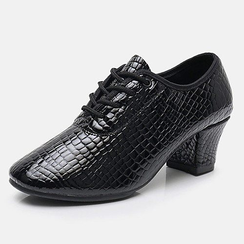 

Women's Latin Shoes Modern Shoes Practice Trainning Dance Shoes Heel Thick Heel Black Red Lace-up