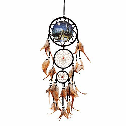 

dream catcher indian style oil painting wolf hand-woven car pendant wall hanging home decorations(wolf)