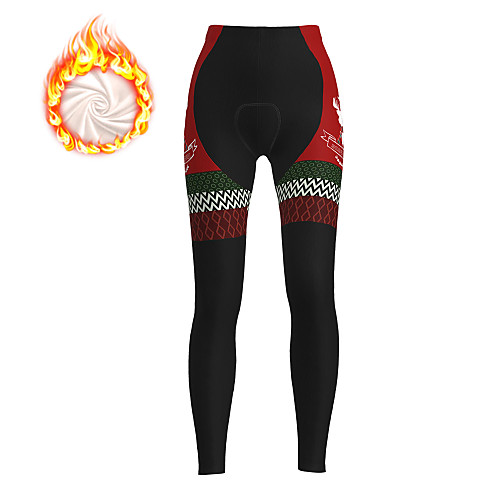 

21Grams Women's Cycling Tights Cycling Pants Winter Fleece Polyester Bike Tights Padded Shorts / Chamois Pants Fleece Lining Breathable 3D Pad Sports Christmas Black / Red / Blue Mountain Bike MTB