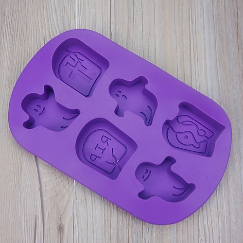 

Halloween Party Halloween Silicone 6-hole Ghost Festival Cake Mould Ghost Shape Halloween Baking Mould