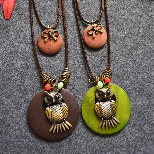 

Choker Necklace Chains Long Necklace Women's Owl Unique Design Romantic Trendy Boho Cute Cool Dark Green Coffee 80 cm Necklace Jewelry for Street Gift Daily Promise Festival / Charm Necklace