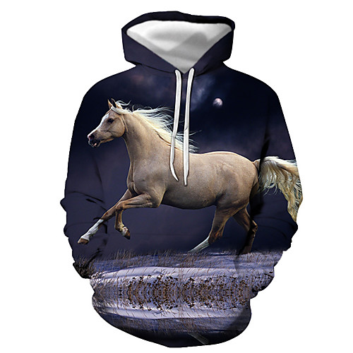 

Men's Pullover Hoodie Sweatshirt Graphic Animal Hooded Daily Going out 3D Print Basic Casual Hoodies Sweatshirts Long Sleeve Black