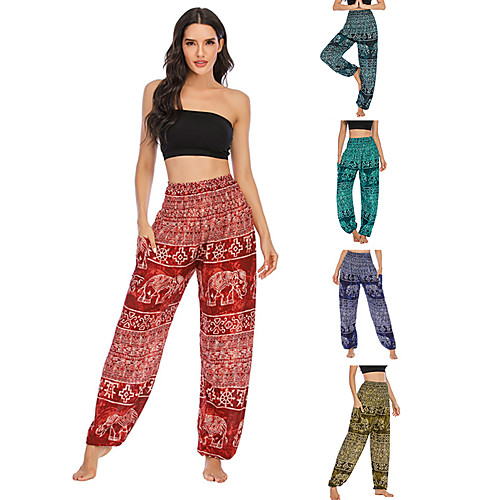 

Women's High Waist Yoga Pants Side Pockets Harem Bloomers Moisture Wicking Quick Dry Elephant Bohemian Boho Black Red Army Green Pilates Dance Bikram Winter Sports Activewear Stretchy Loose