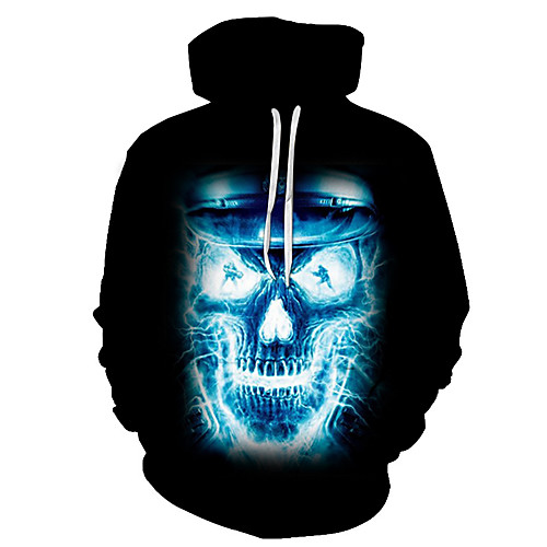 

Men's Plus Size Pullover Hoodie Sweatshirt Graphic Animal Hooded Going out Club 3D Print Casual Halloween Hoodies Sweatshirts Long Sleeve Black