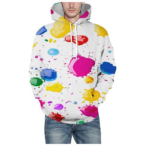 

Men's Daily Pullover Hoodie Sweatshirt 3D Graphic Hooded Basic Hoodies Sweatshirts Long Sleeve White