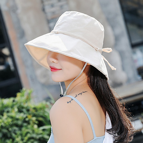 

Women's Sun Hat Hiking Hat Bucket Hat 1 PCS Wide Brim Outdoor Portable Breathable Quick Dry Ultraviolet Resistant Hat Solid Color Cotton Blend Light Yellow Black Yellow for Fishing Climbing Beach