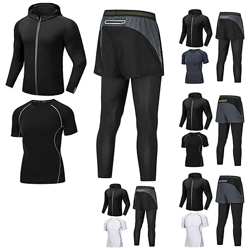 

Men's Activewear Set Athletic Athleisure Long Sleeve 3pcs Winter Front Zipper Elastane Breathable Quick Dry Moisture Wicking Fitness Running Active Training Jogging Sportswear Solid Colored Normal