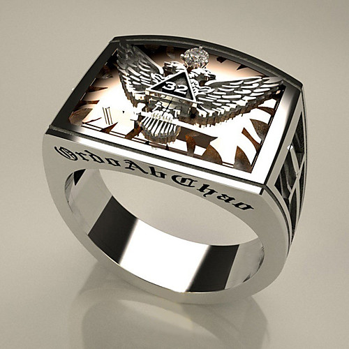 

Band Ring AAA Cubic Zirconia Two Stone Silver Brass Eagle Statement Oversized 1pc 7 8 9 10 11 / Men's