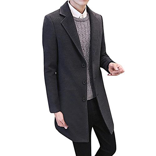 

Men's Solid Colored Notch lapel collar Overcoat Cotton Coat Tops Navy