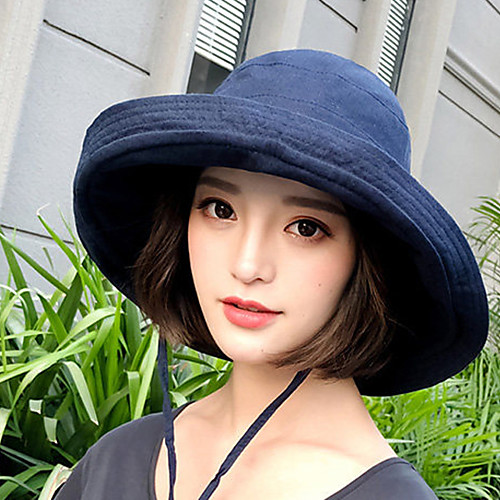 

Women's Men's Sun Hat Hiking Hat Bucket Hat 1 PCS Wide Brim Outdoor Portable Breathable Quick Dry Ultraviolet Resistant Hat Solid Color Cotton Black Yellow Khaki for Fishing Climbing Beach