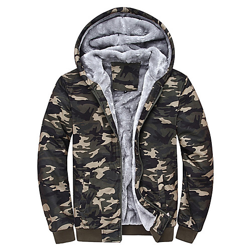 

Men's Hunting Fleece Outdoor Thermal Warm Fleece Lining Warm Soft Fall Winter Spring Camo Coat Top Polyester Long Sleeve Camping / Hiking Hunting Fishing Camouflage Blue