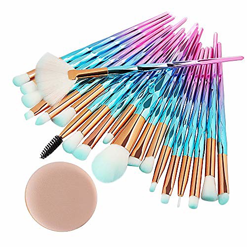 

20pcs/set makeup brushes set, professional cosmetic for foundation blending blush concealer eye shadow brushes with 1 powder puff & # 40; and& #41;