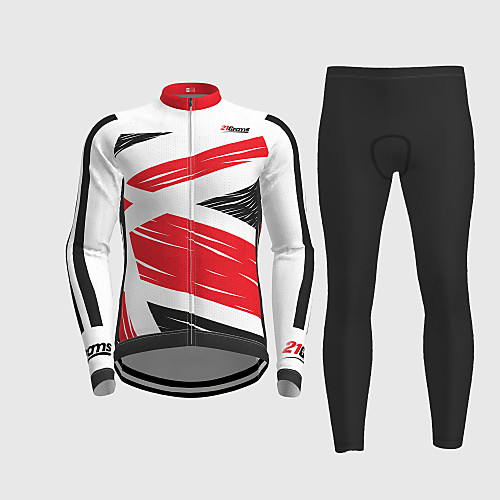 

21Grams Men's Long Sleeve Cycling Jersey with Tights Winter Red Novelty Bike Breathable Quick Dry Moisture Wicking Sports Novelty Mountain Bike MTB Road Bike Cycling Clothing Apparel / Micro-elastic