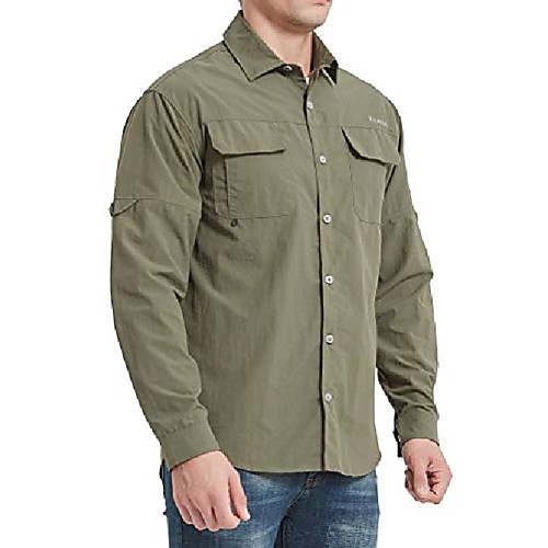 

Men's Hiking Shirt / Button Down Shirts Long Sleeve Outdoor Lightweight Quick Dry Moisture Wicking Top Spring Summer Camping / Hiking Fishing Casual ArmyGreen Light apricot Black